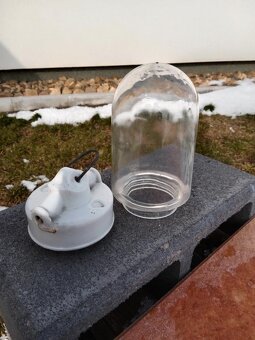 Stara sklokeramicka zavesna lampa - 7