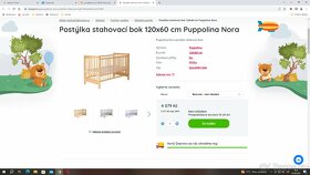 Dětská postýlka 120 x 60 cm, stahovací bok - nová - 7