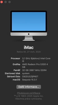 Apple iMac 2020, 32GB ram, i5, GPU 4gb, mys. Klávesnice - 7