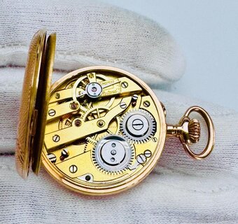 14K ZLATÉ ART DECO KAPESNÍ HODINKY TOP STAVU - FUNKČNÍ - 7