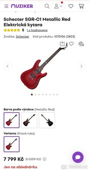 Schecter SGR-C1 Metallic Red Elektrická kytara - 7