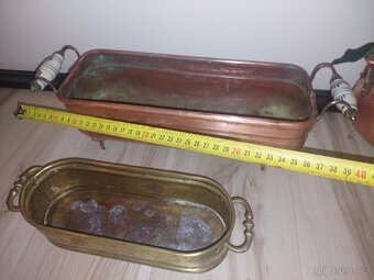 Staré MOSAZNÉ A MĚDĚNÉ NÁDOBY+kotlíky - 7