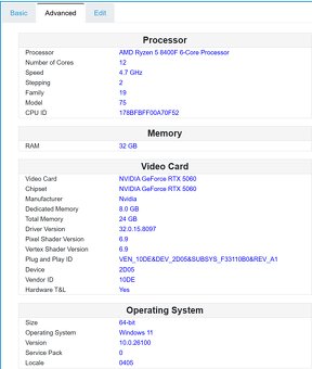 NOVÉ herní PC RTX 5060, Ryzen 5, 32GB DDR5, 1TB SSD - 7