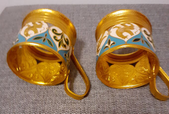 Retro ruské kovové držáky na skleničky "podstakanniky" - 7