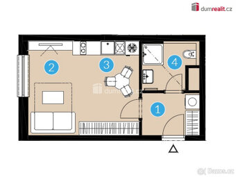 Nový světlá byt 1+kk, 30,15 m2, 3np, / 2 p. OV, novostavba, - 7