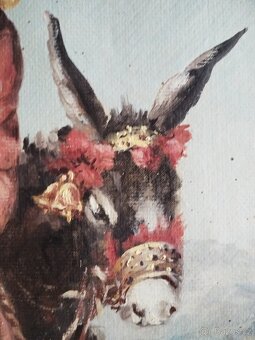 obraz DÍVKA S OSLÍKEM, olej, sign. nenalezena - 7