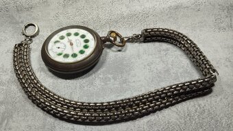 Velké dvouplášťové kapesní hodinky Régulatéur + retez - 7