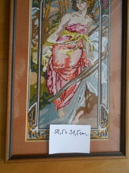 3x vyšívané obrazy-MUCHA SUMMER + Pražský hrad+menší obrázek - 7