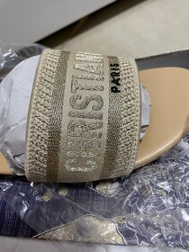 Dior pantofle bezové zlaté - 7
