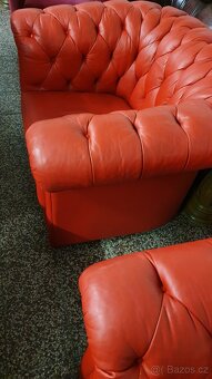 CHESTERFIELD ŠTÝL,KOŽENÁ SEDAČKA ČERVENÁ - 7