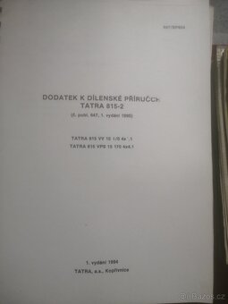 Dílenská příručka TATRA 815-2. Publikace 647 + dodatek - 7
