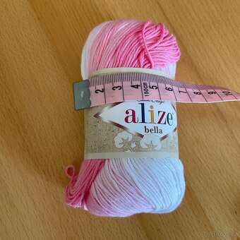 50g háčkovací příze Alize bella- růžovo bílá - 7