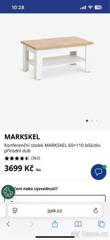 Konferenční stolek MARKSKEL 60×110 bílá/div. přírodní dub - 7