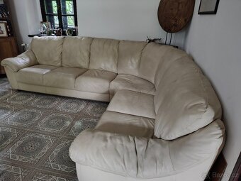 Kožená rohová sedací souprava LEVNĚ - 7