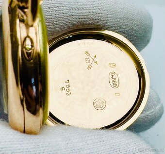 14K ZLATÉ KAPESNÍ HODINKY - JEPTIŠKY S ŘETÍZKEM A ETUI - 7