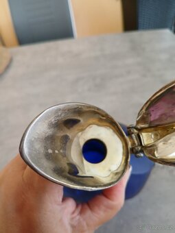 Retro karafa na víno s cínovým dekorem-kačenka - 7