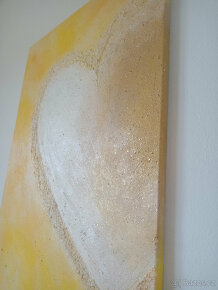 Ručně malovaný obraz Srdce, akrylové barvy, zlatá - 7