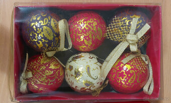 Vánoční ozdoby - starožitné papier-mâché baňky - 7