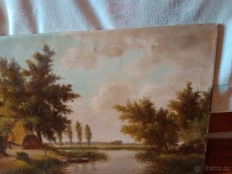 Krásný starý romantický obraz Holandský malíř W. Po d. - 7