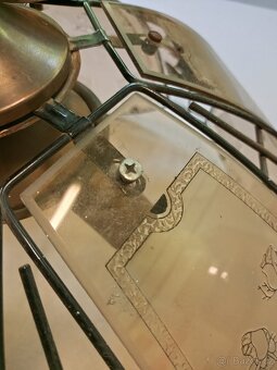 Retro závěsný lustr s rytým sklem – květinový motiv - 7