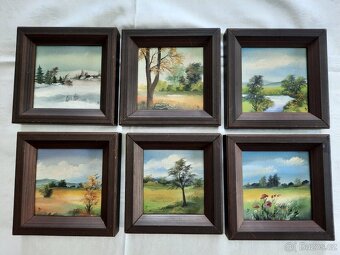 Obrazy krásné,velké,top stav 3 ks,malé malované sig.obrázky - 7