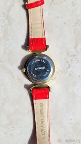 Italské dámské hodinky z murano skla, červený kožený řemínek - 7