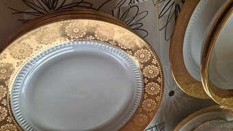 luxusní 25 dílná zlatá jídelní souprava porcelánu - 7