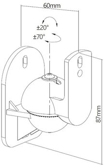 Držák na reproduktory na zeď, nastavitelný, sada 2ks, nové - 7