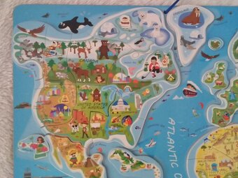 Woody Magnetické puzzle Mapa Svět v obrázcích 2v1 - 7