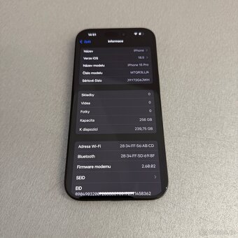 iPhone 15 Pro 256GB, 100% baterie, 12 měsíců záruka - 7