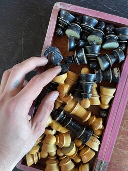 Vintage dřevěná rozkládací šachovnice - 7