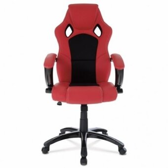 Herní křeslo, kancelářská židle, červená ekokůže, KA-Y157 - 7