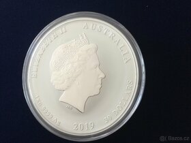 1 kg stříbrná barevná mince prase 2019 - originál - 7