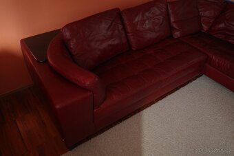 NATUZZI bordová kožená sedací souprava/ pohovka - 7