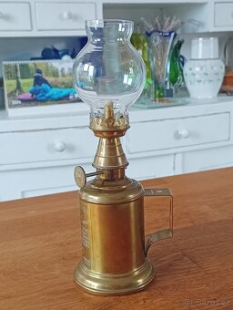 FRANCOUZSKÁ STAROŽITNÁ MOSAZNÁ LAMPA GAUDARD–OLYMPE,CCA 1925 - 7