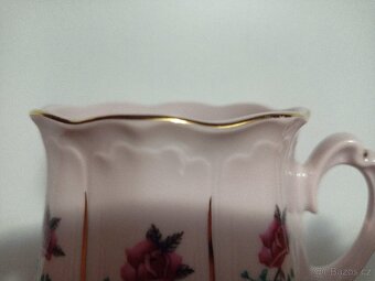 2x hrnek z růžového porcelánu s květem růže - 7