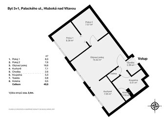 Pronájem bytu 3+1 59 m² Palackého, Hluboká nad Vltavou - 7