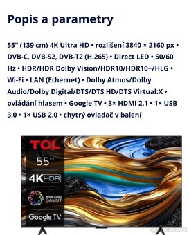 Tv TCL 55P755 4K 139 cm záruka účtenka rok a pul - 7