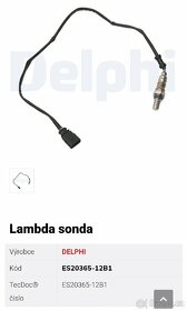 VW Audi Lambda sonda DELPHI ES20365-12B1 - 7