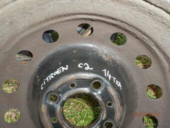4x Plechové disky na CITROEN C2 14tky. ET 24  400kč všechny. - 7