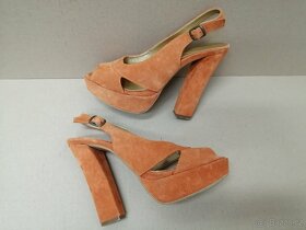 Oranžové semišové lodičky vel.40 - 7
