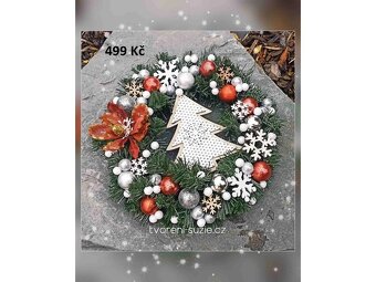 Vánoční dekorace - věnec, svícen, stromeček - 7