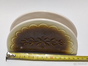 Retro stojan na ubrousky, starý, keramika, ČSSR, pošta 79.- - 7