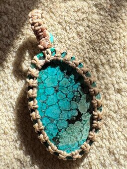Přívěsek , náhrdelník - minerál, kámen larimar tyrkys - 7