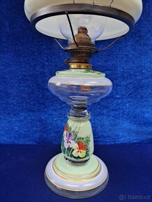 Skleněná, petrolejová lampa - 7