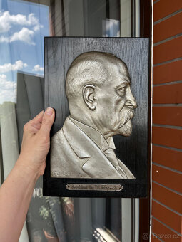 Starožitný reliéf, plaketa T. G. Masaryk, J. Pelikán - 7