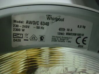 Prodáme pračku Whirlpool na 6 kg prádla, A+++ class - 7