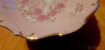 Miska na nožce z růžového porcelánu a 14 K zlata - 7