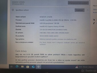 Prodám notebook HP EliteBook 840 G1 - 7