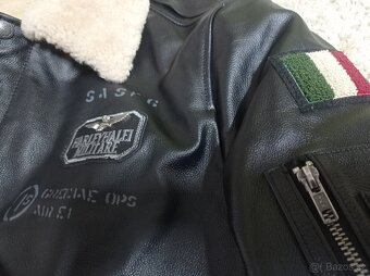 NOVÁ letecká kožená bunda s nášivkami - XXL - 7